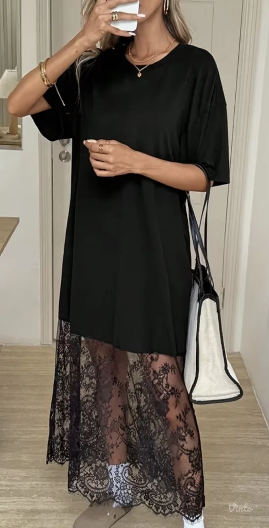 Haljina crna s cipkom