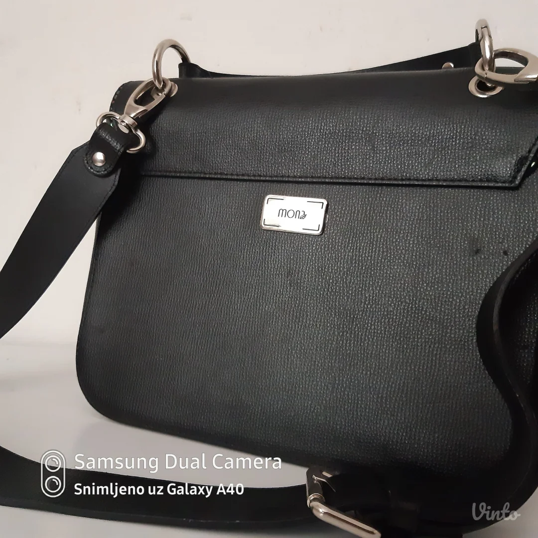 MONA crna kozna torba