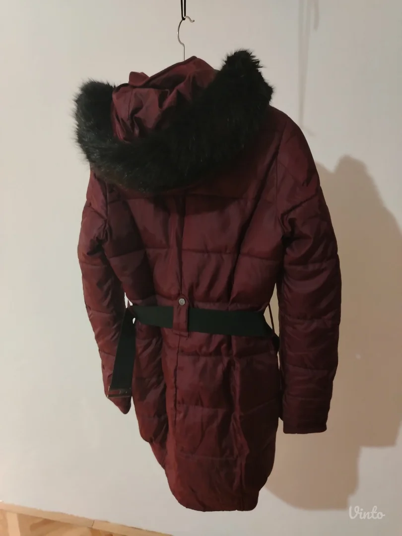 ✨ LEGEND Bordo Zimska Jakna sa Krznom i Kaišem | Vel. M ✨