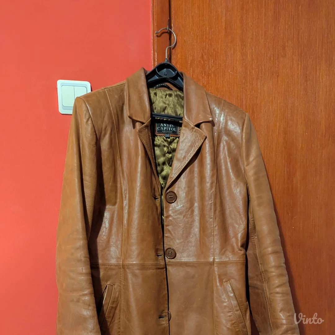 Vintage Kožni Kaput - PRELEP (dimenzije u opisu)