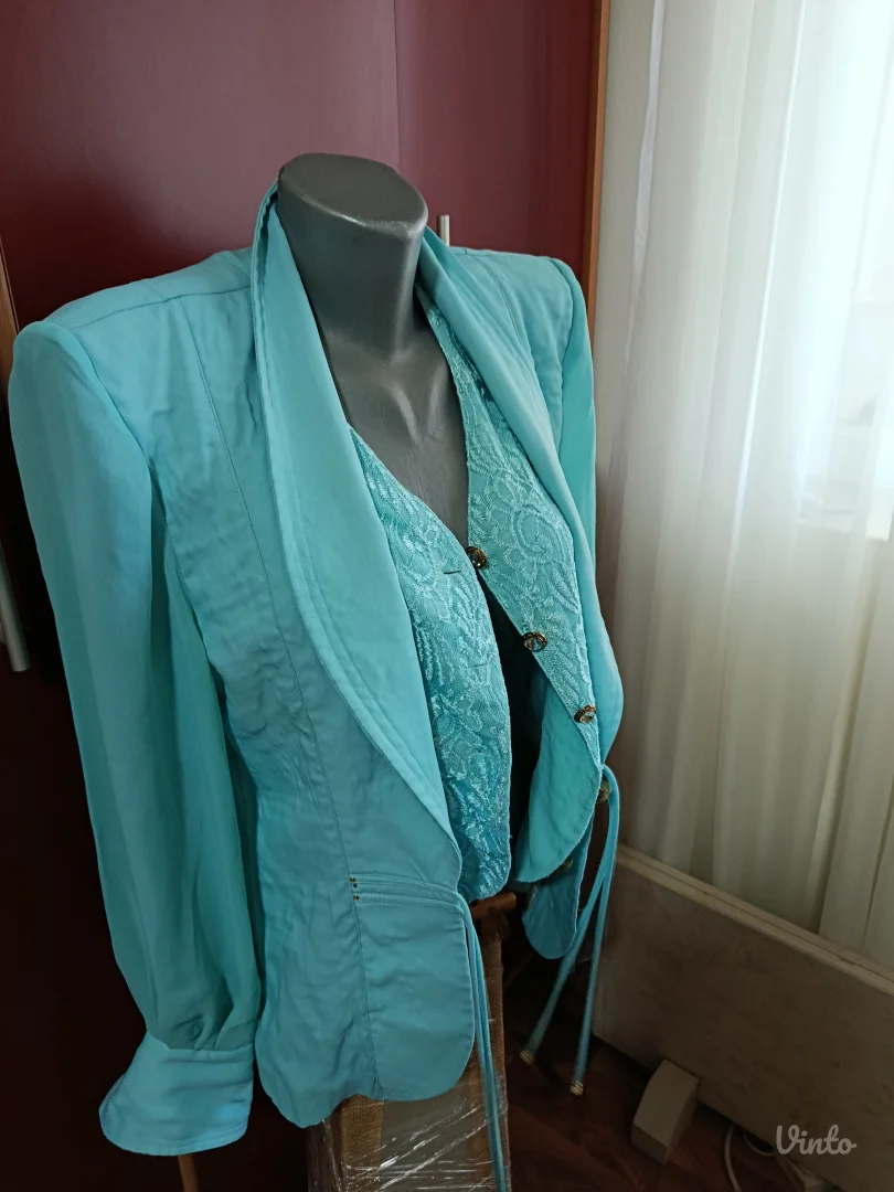 Svečani tirkizno-zeleni sako, L vel