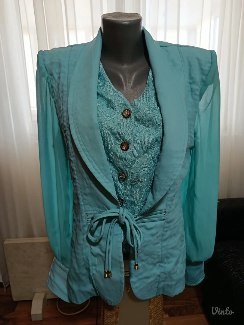 Svečani tirkizno-zeleni sako, L vel