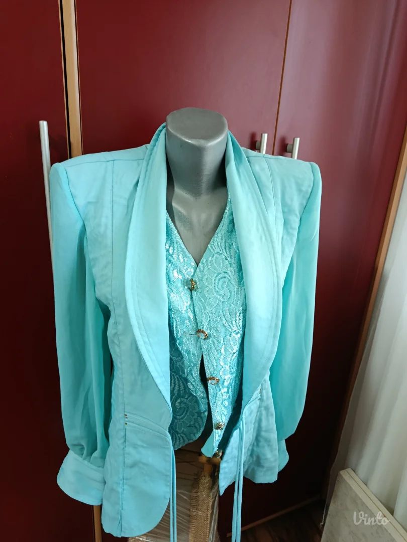 Svečani tirkizno-zeleni sako, L vel