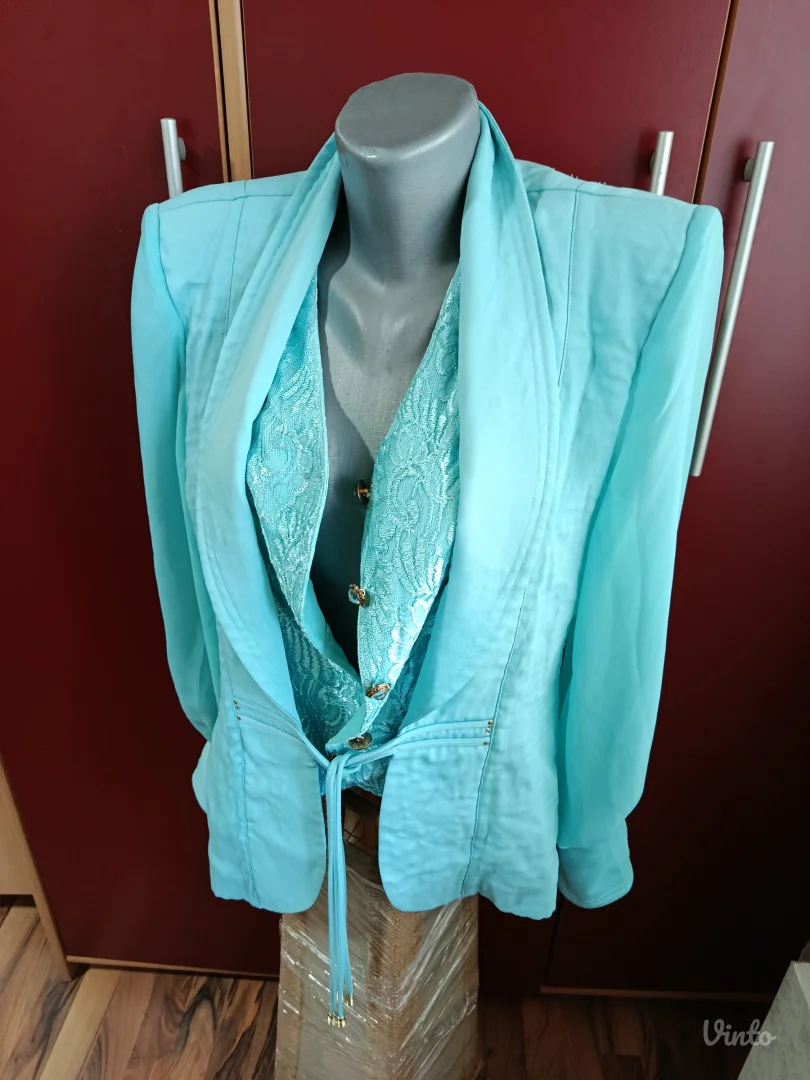 Svečani tirkizno-zeleni sako, L vel