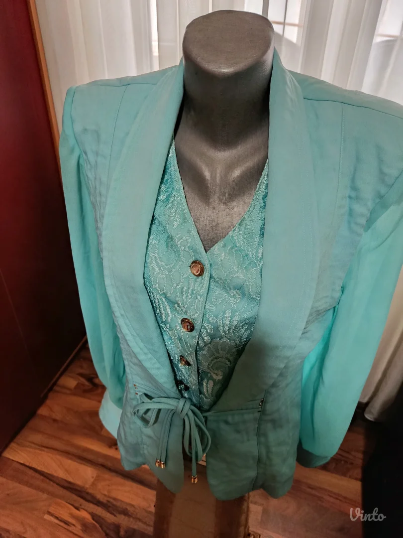 Svečani tirkizno-zeleni sako, L vel