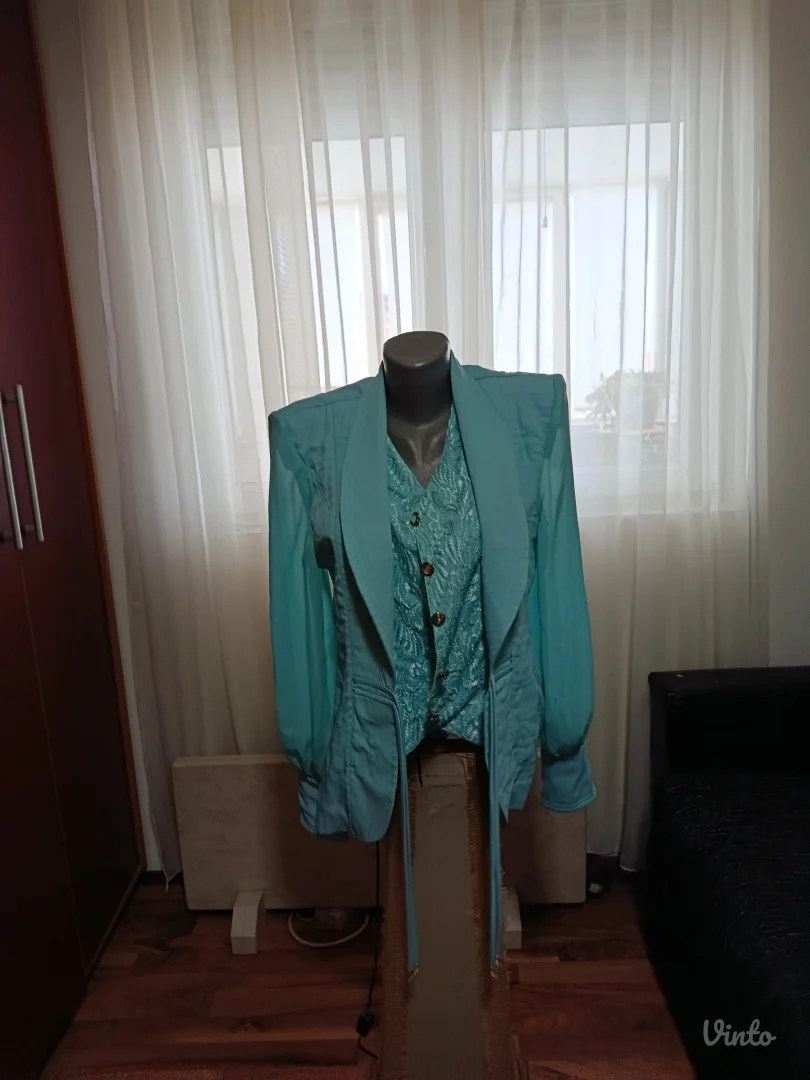Svečani tirkizno-zeleni sako, L vel