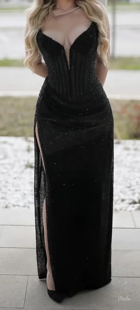 Crna ženska korset haljina