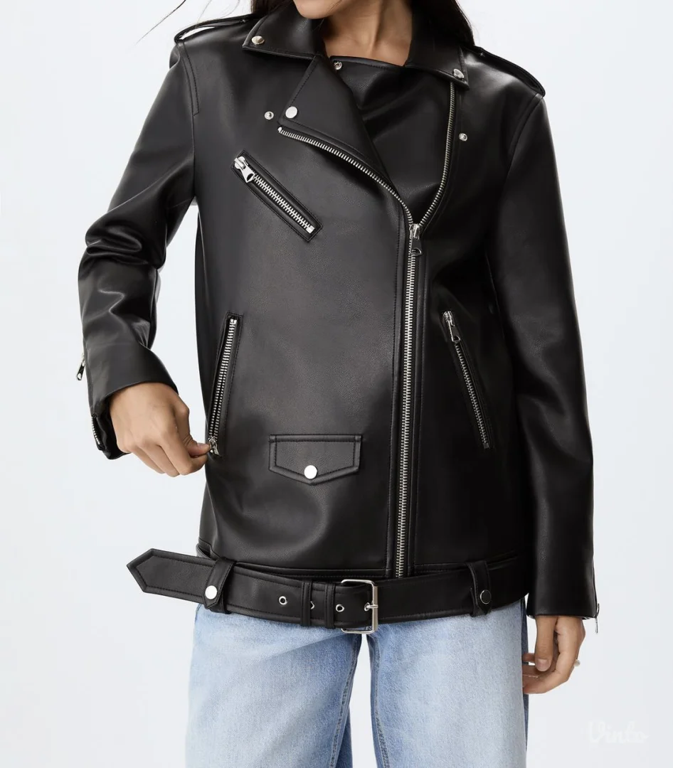 Stradivarius duža kožna jakna