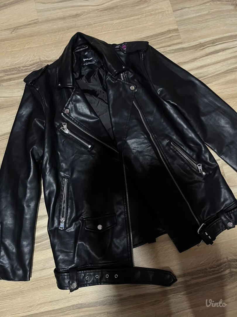 Stradivarius duža kožna jakna