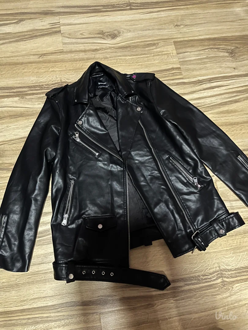 Stradivarius duža kožna jakna