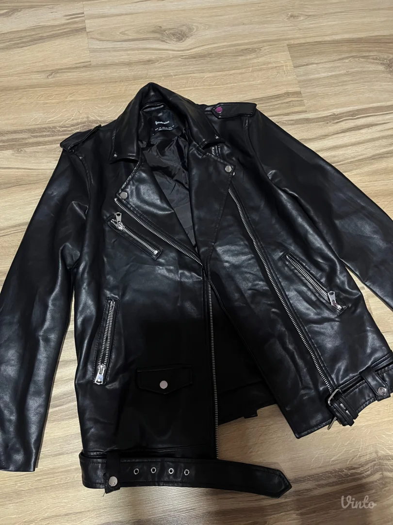 Stradivarius duža kožna jakna