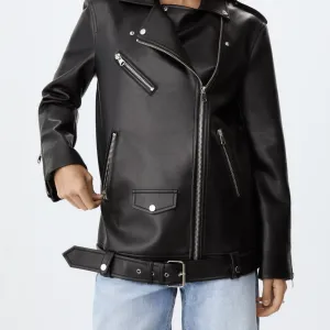 Stradivarius duža kožna jakna