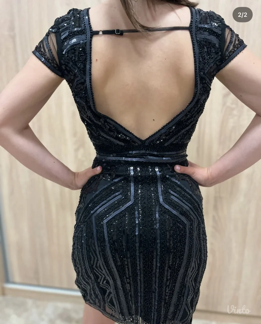 Crna haljina sa perlicama