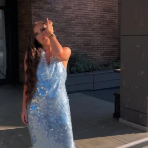 Plava duga zenska haljina