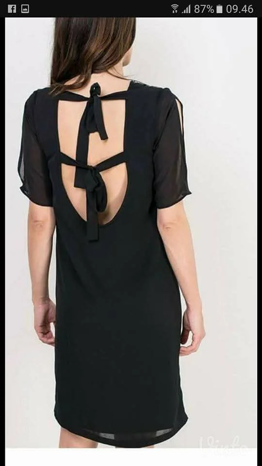 Ps fashion elegantna crna haljina sa šljokicama -jednom obučena
