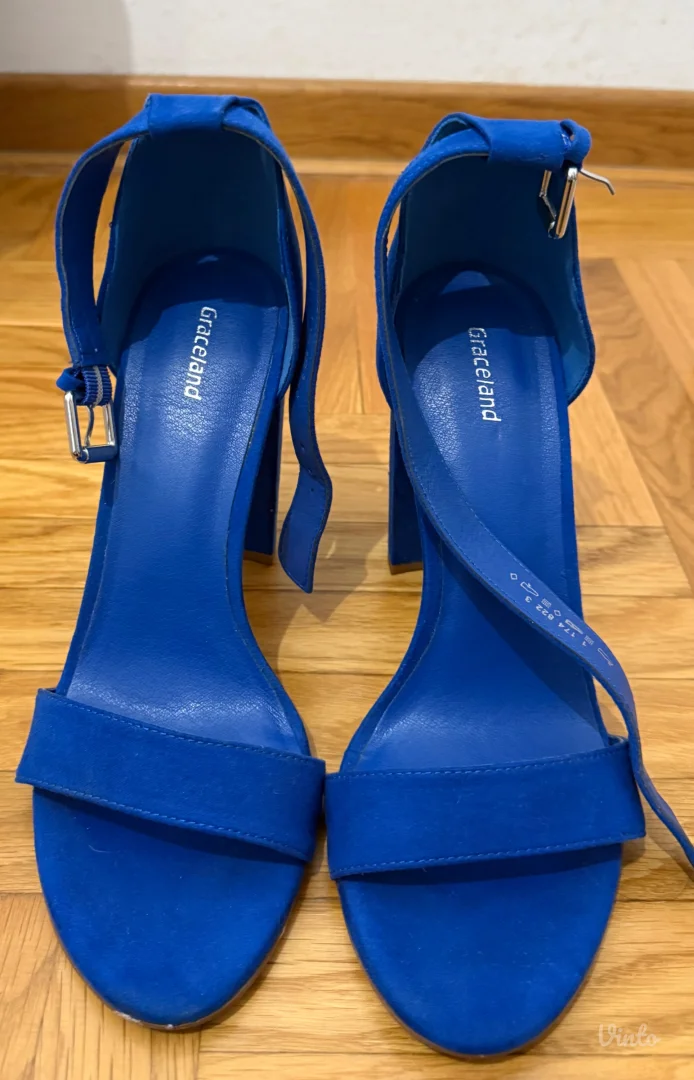 Plave otvorene cipele na štiklu- Graceland