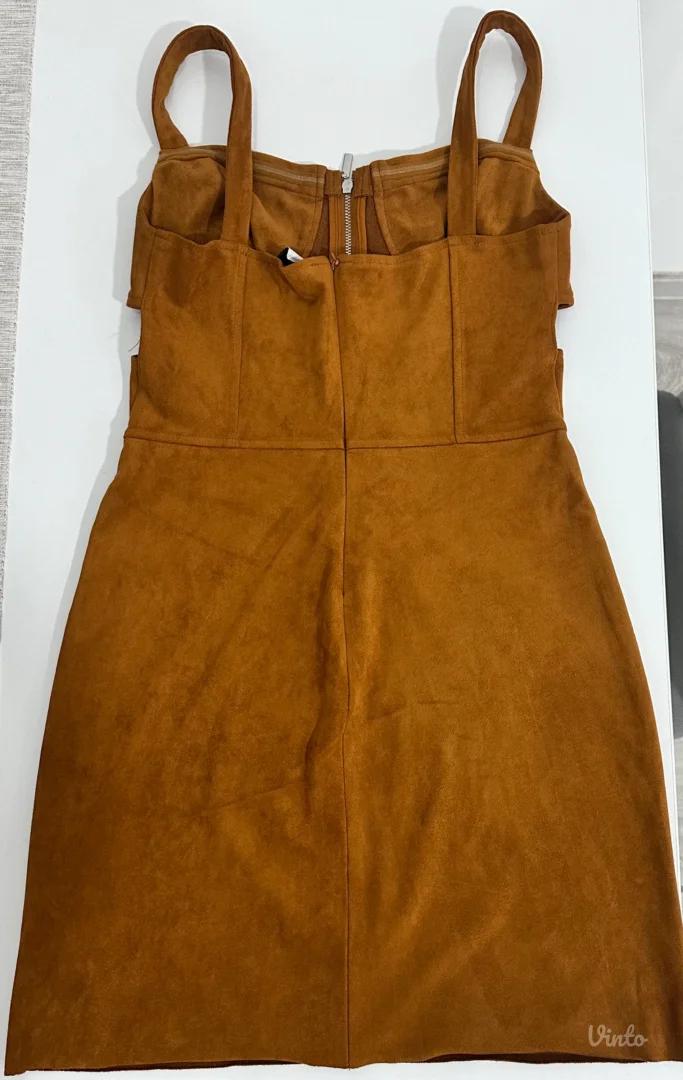 Bershka-narandžasta haljina od prevrnute kože