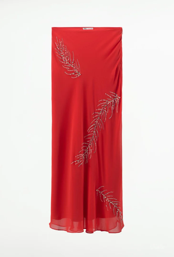 Zara - crvena suknja sa kristalima