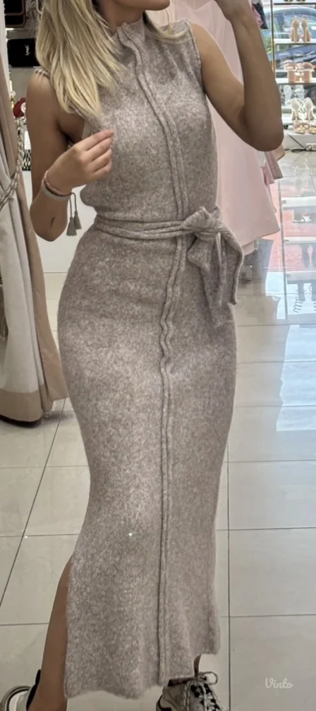 Dilvin krem zimska haljina