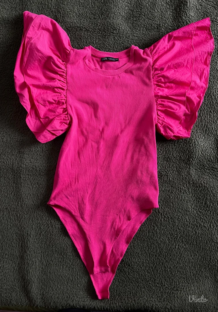 ZARA ciklama/pink bodi sa puf rukavima