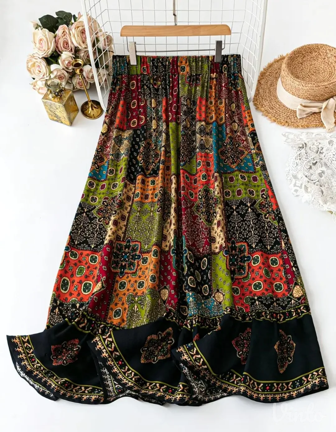 Boho duga, lepršava suknja L