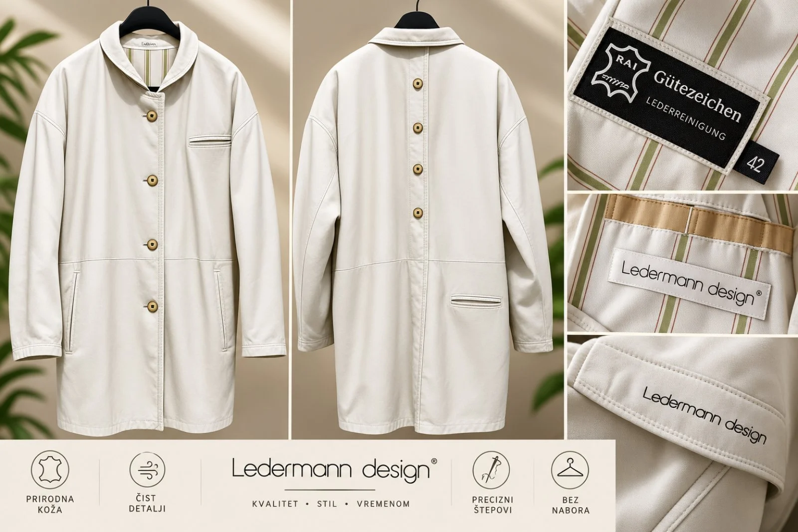 LEDERMANN mantil od PRIRODNE KOŽE - 52 / 54 (4XL-5XL)