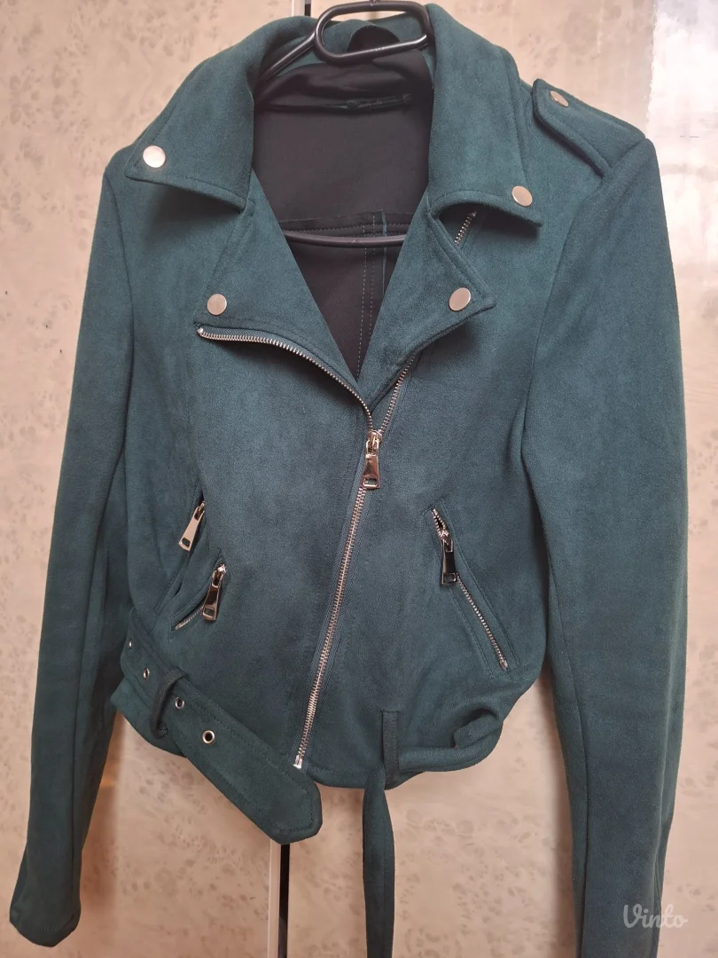 Zelena jakna imitacija velura