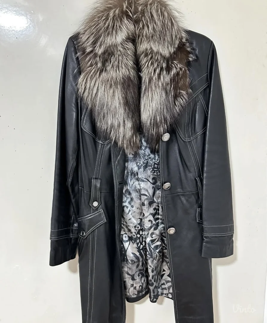 Kozni mantil sa prirodnim krznom