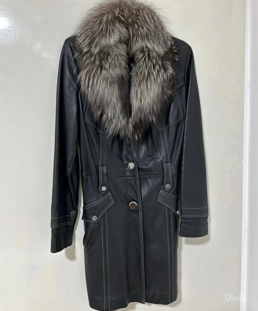 Kozni mantil sa prirodnim krznom