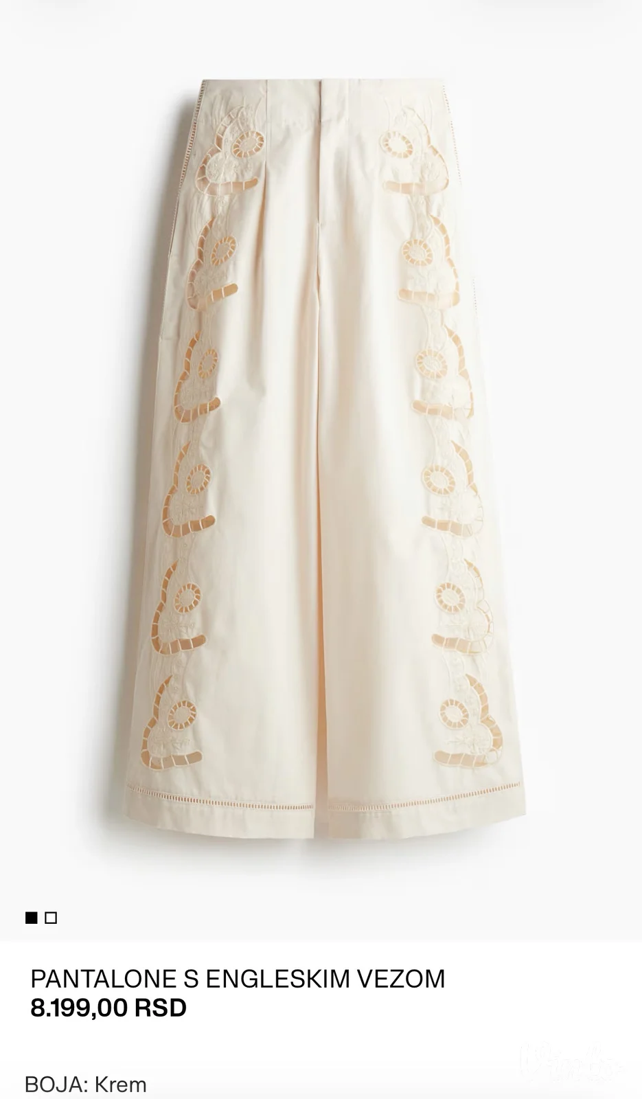 H&M krem pantalone sa engleskim vezom