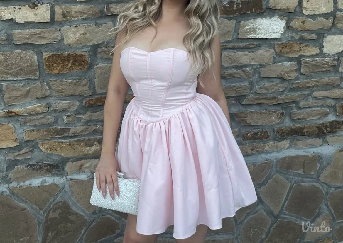 Nezno roze korset haljina