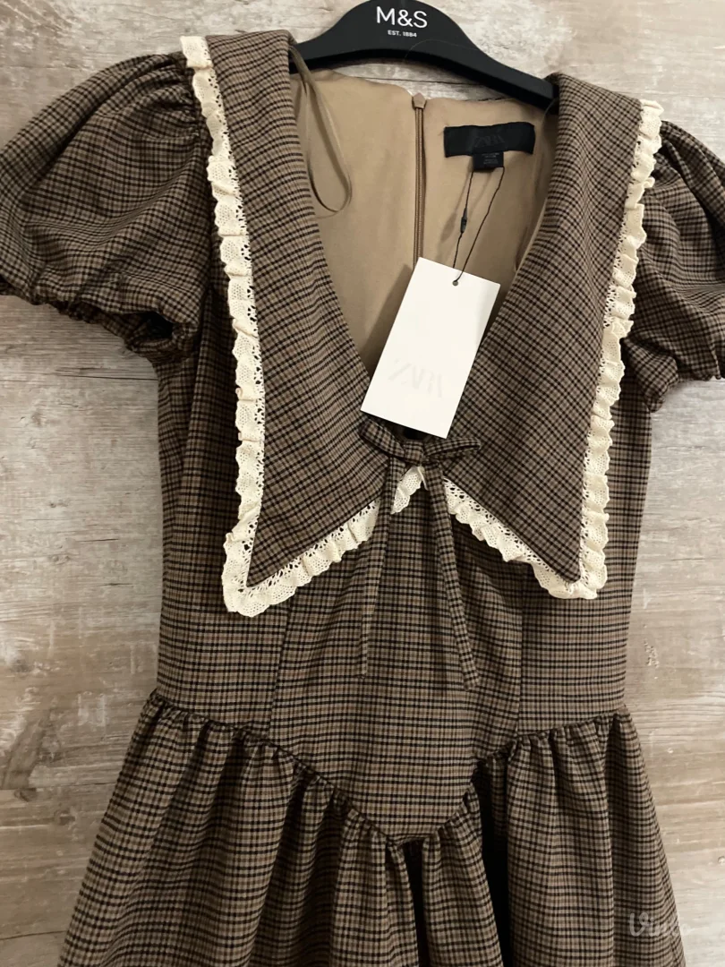 NOVO ZARA Viralna karirana haljina vel.XS