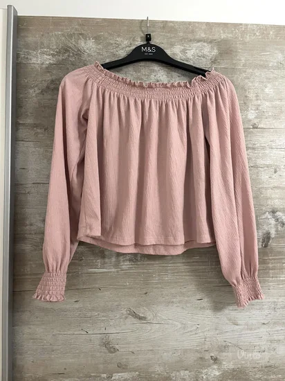 H&M Off shoulder baby roze bluza vel.S