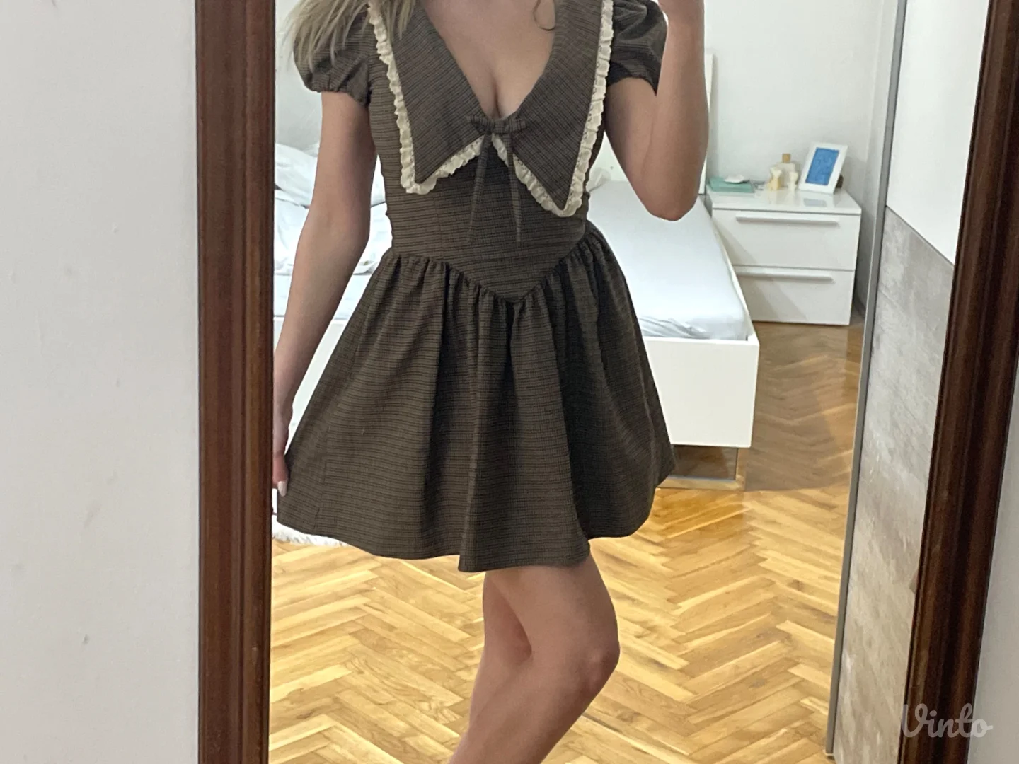 NOVO ZARA Viralna karirana haljina vel.XS