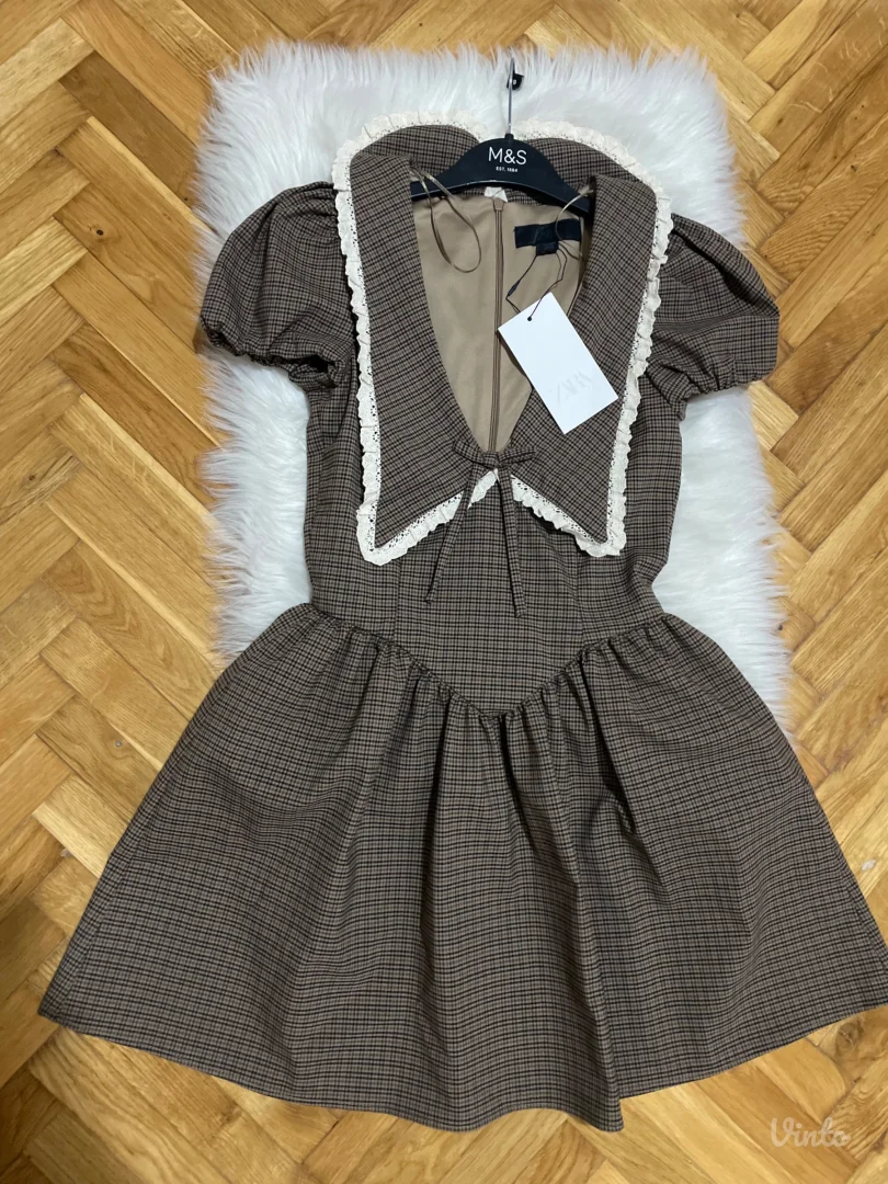 NOVO ZARA Viralna karirana haljina vel.XS