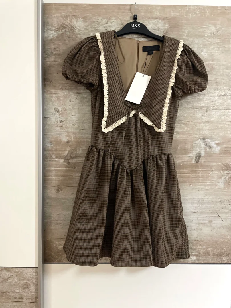 NOVO ZARA Viralna karirana haljina vel.XS