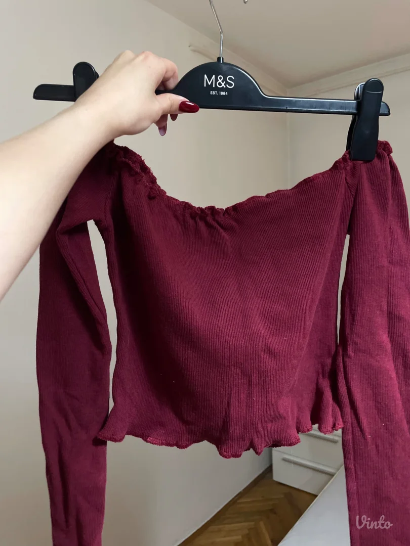 Bezuslovan poklon - Nova bordo crop majica vel.XS/S