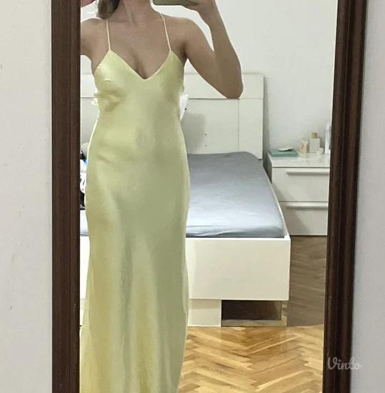 NOVO ZARA viralna satenska midi haljina vel.XS