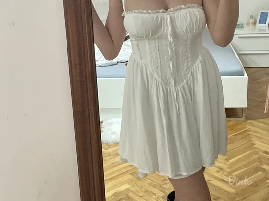 NOVO Boohoo Milkmaid bela korset haljina vel.XS