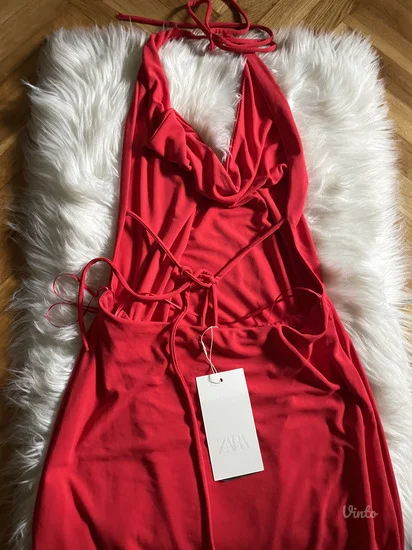 NOVO ZARA Viralna haljina sa americkim izrezom S