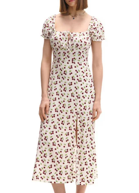 NOVO Cropp Milkmaid haljina na trešnje vel.XS