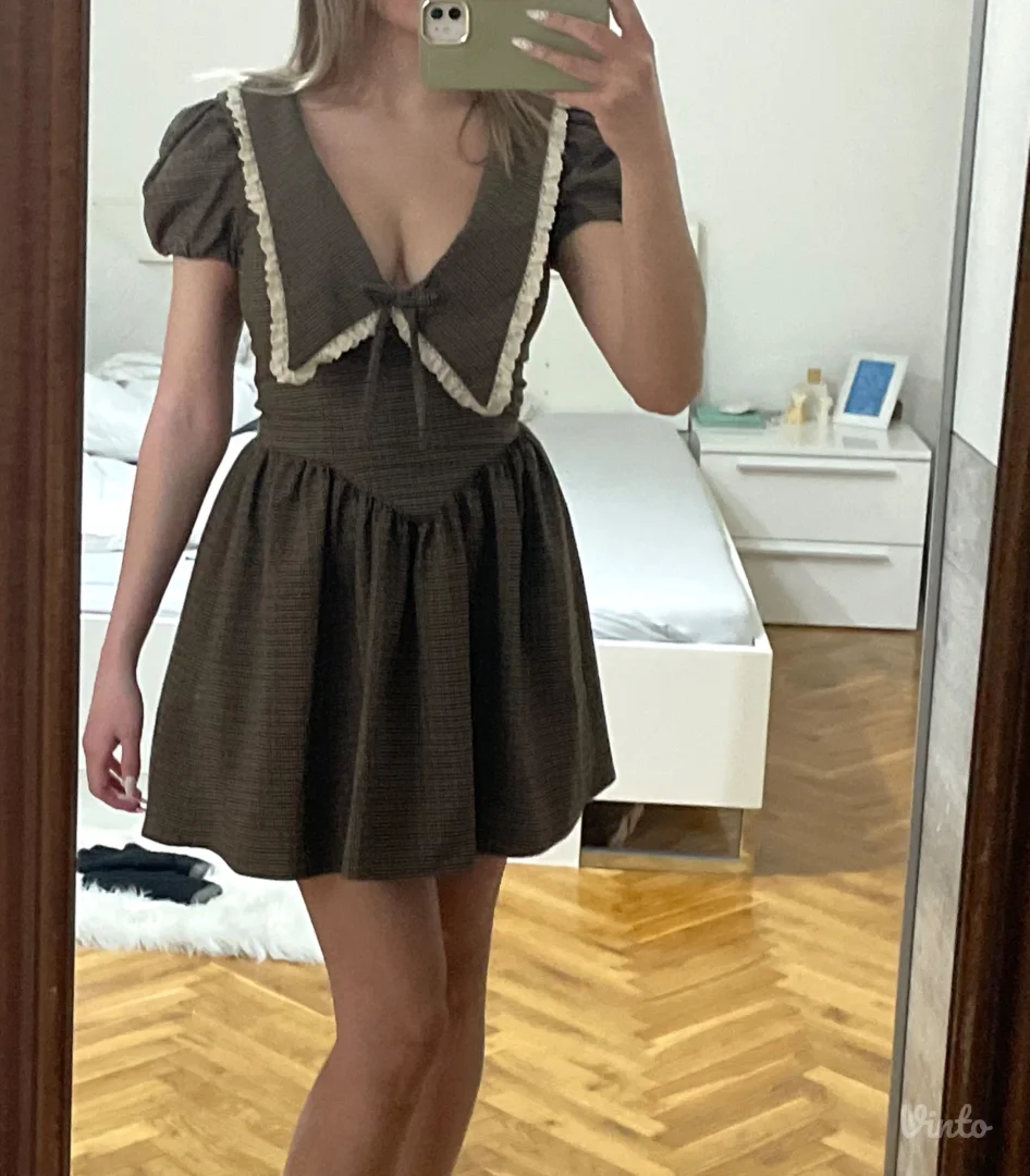 NOVO ZARA Viralna karirana haljina vel.XS