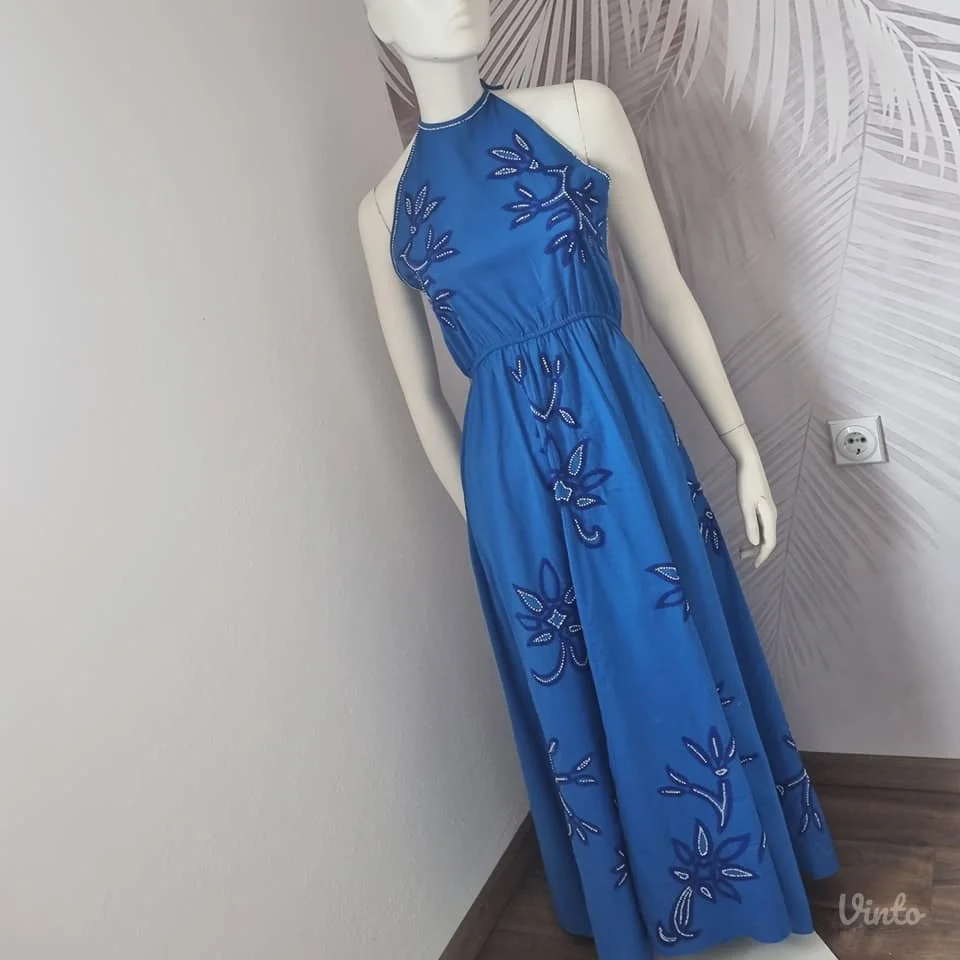 Nova ZARA midi haljina sa vezom i perlicama