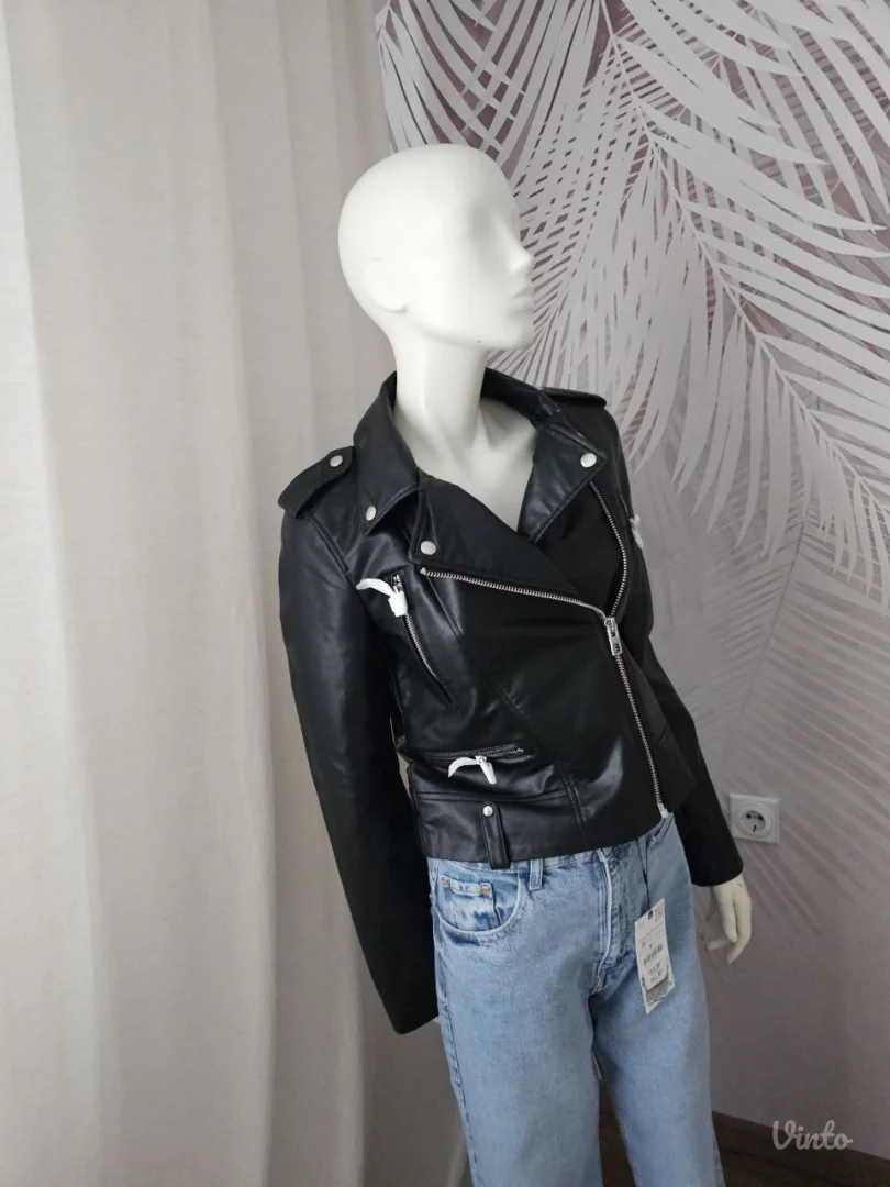 NOVO ZARA crna jakna od eko kože – XS