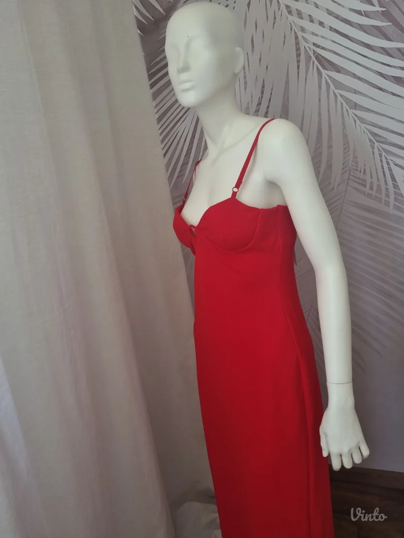 ZARA crvena midi haljina – L veličina