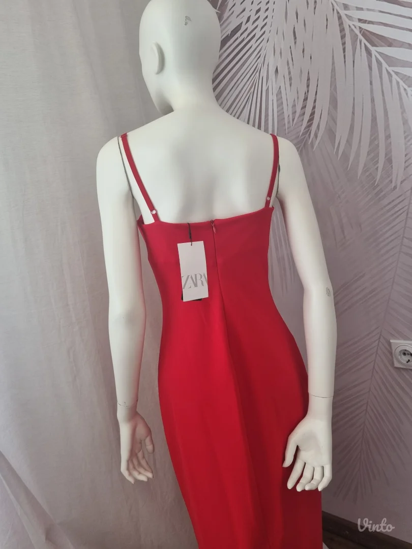 ZARA crvena midi haljina – L veličina