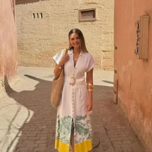 Nova ZARA lanena midi haljina sa etiketom