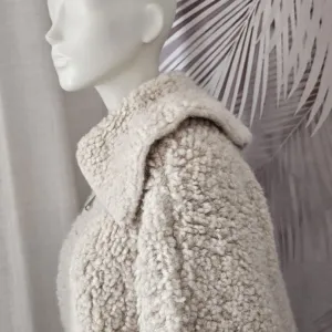 ZARA Bouclé bomber jakna – Ecru S, oversized