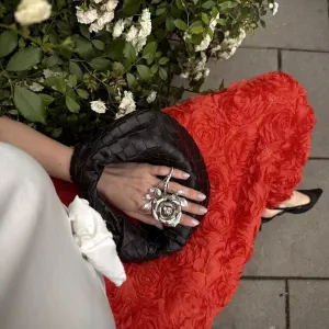 ZARA narandžasta suknja sa 3D cvetovima – visok struk S vel 3800