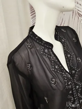 Nova Zara crna elegantna tunika sa perlama